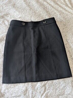 LOFT Black A-Line Skirt with Waist Buttons